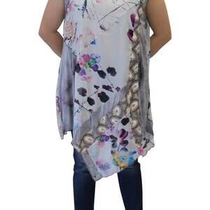 NEW LV COLLECTION flower sleeveless patchwork top in purple